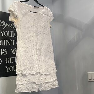 MAX&Co. Women’s White Eyelet Tiered Mini Dress